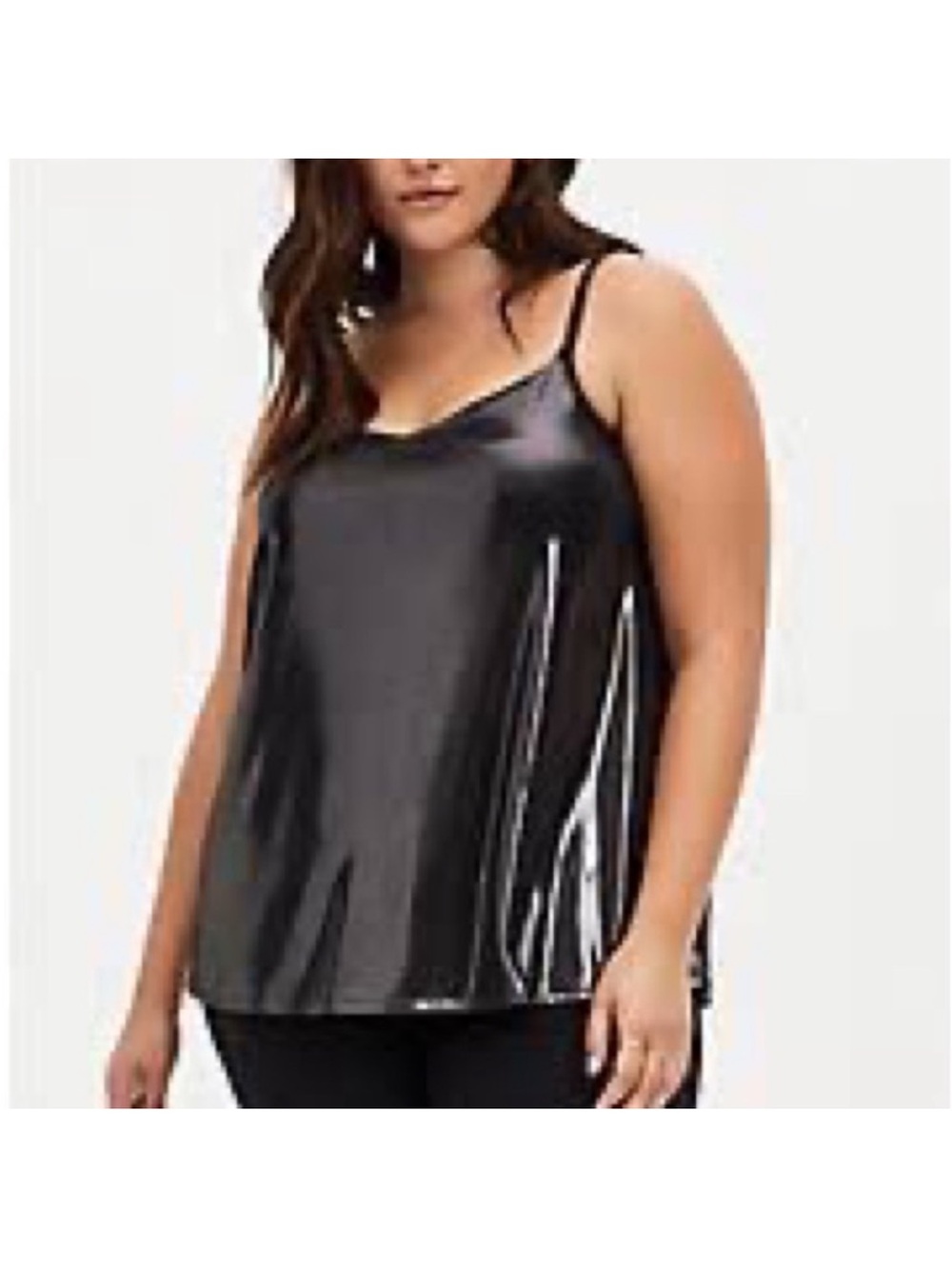 NWT Torrid Black Grey Liquid Shine Swing Camisole Strappy Metallic Party Top 3